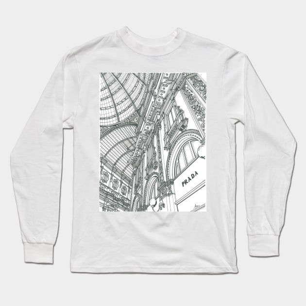 Milan Galleria Vittorio Emanuele ii Long Sleeve T-Shirt by valery in the gallery